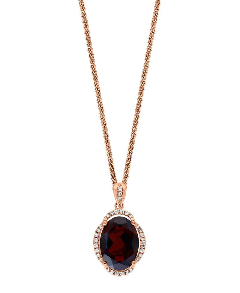 Lali Jewels Garnet (7-5/8 ct. t.w.) & Diamond (1/5 ct. t.w.) 18" Pendant Necklace in 14k Rose Gold