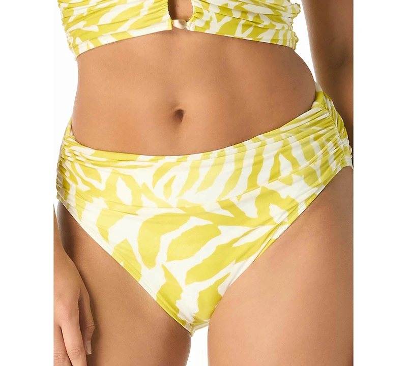 Carmen Marc Valvo Women's Shirred High Cut Full Coverage Bottoms