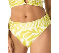 Carmen Marc Valvo Women's Shirred High Cut Full Coverage Bottoms