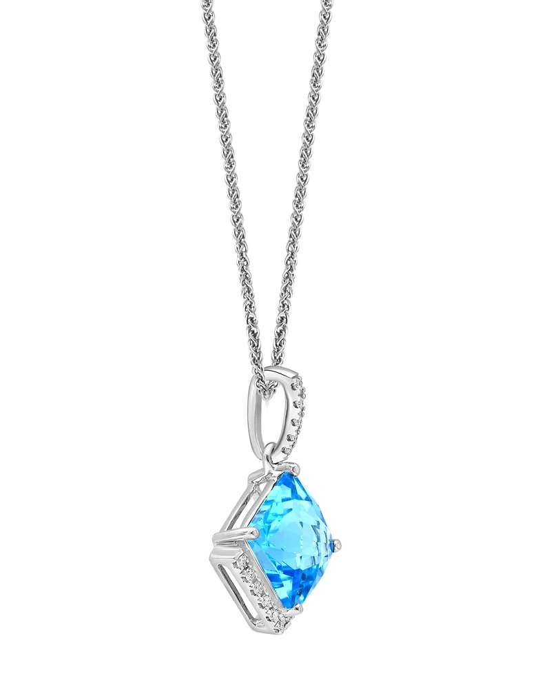 Lali Jewels Swiss Blue Topaz (3-3/8 ct. t.w.) & Diamond (1/8 ct. t.w.) 18" Pendant Necklace in 14k White Gold
