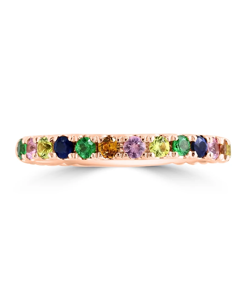 Lali Jewels Multicolor Sapphire (3/8 ct. t.w.) & Tsavorite (1/8 ct. t.w.) Band Ring in 14k Rose Gold