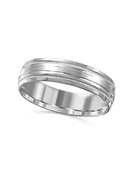 Men's High-Polished Etched Wedding Band 14k White Gold