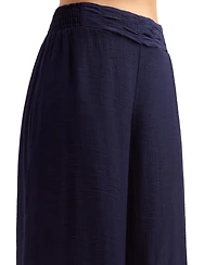 Bcx Women's Textured Wide-Leg Low-Rise Pants