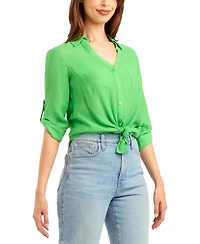 Bcx Women's Textured Button-Front Top