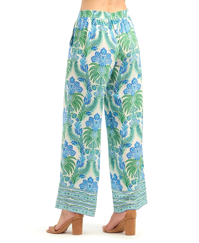 Bcx Women's Printed Wide-Leg Mid-Rise Pants