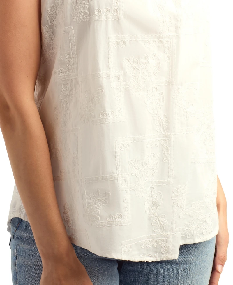 Bcx Women's Patchwork Embroidery Halter Neck Top
