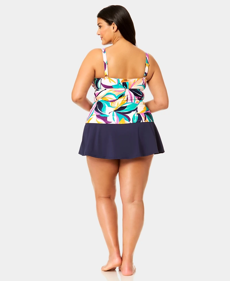Anne Cole Plus Hidden Underwire Drape Front Tankini Top