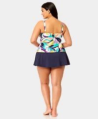 Anne Cole Plus Hidden Underwire Drape Front Tankini Top