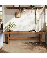 Tribesigns 63" Long Solid Wood Entryway Bench