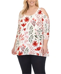 White Mark Plus Printed Relaxed-Fit Tunic Top