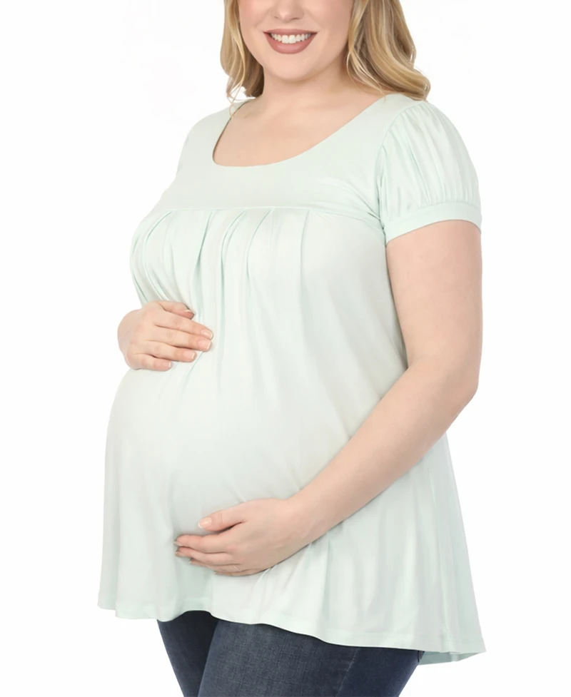 White Mark Plus Maternity Short-Sleeve Empire-Waist Tunic Top
