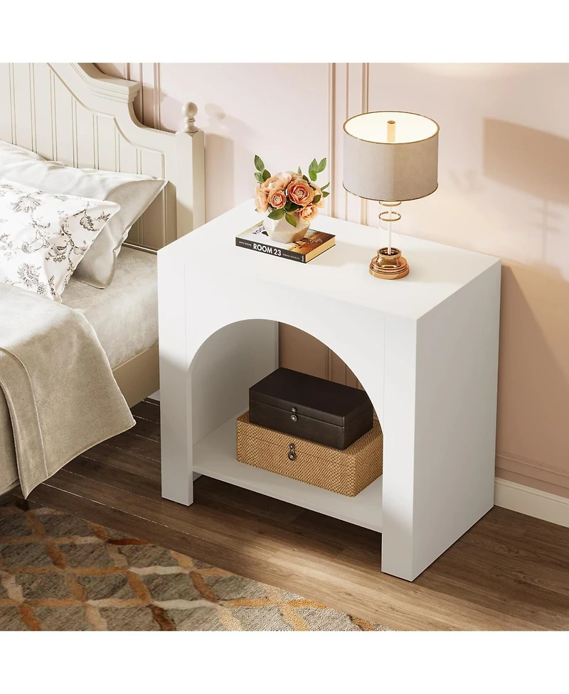 Tribesigns Side Table Set of 2, with Wooden Base, for living room bedroom