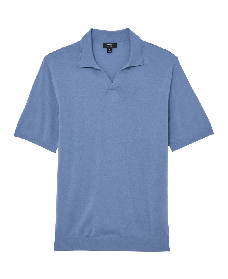 Reiss Men's Merino Wool Open-Collar Polo Shirt