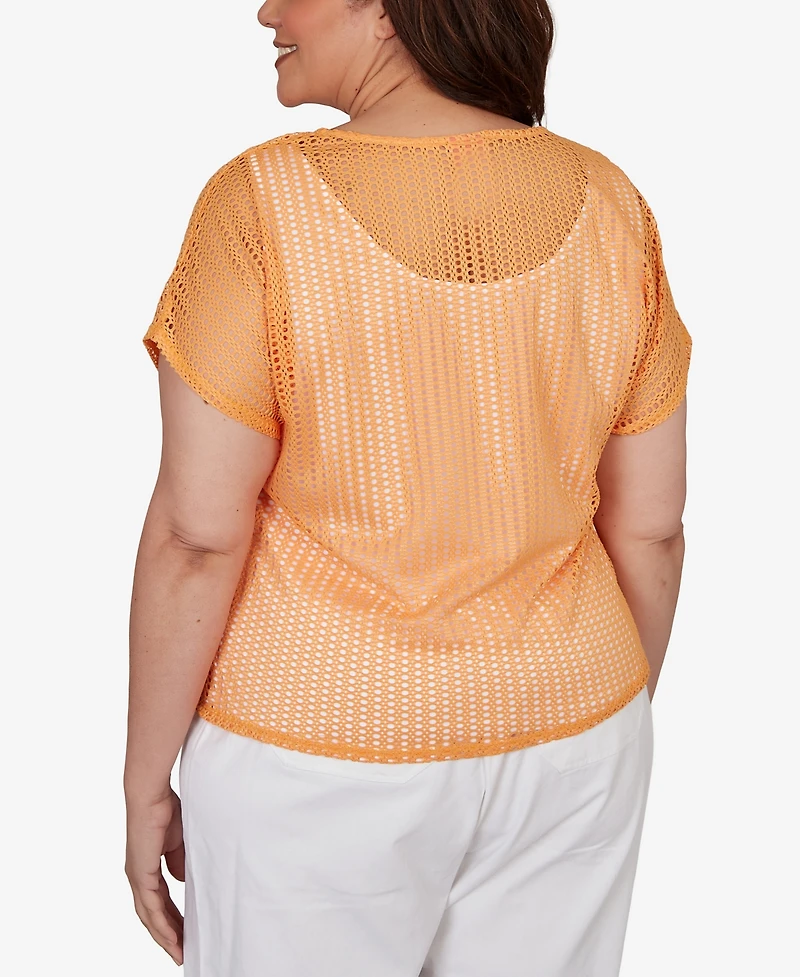 Hearts Of Palm Plus Solid Textured Knit Top