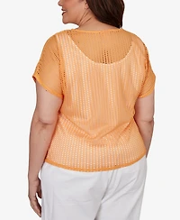Hearts Of Palm Plus Solid Textured Knit Top