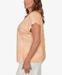 Hearts Of Palm Plus Printed V-neck Top