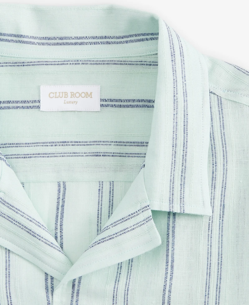 Club Room Men's Textured Stripe Linen Short-Sleeve Shirt, Macy's Exclusive