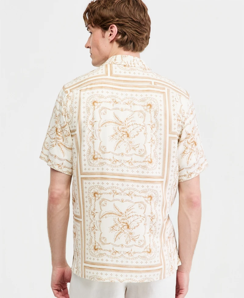 Club Room Men's Printed Silk-Blend Short Sleeve Shirt, Macy's Exclusive - Print