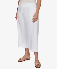 Ruby Rd. Plus Stretch Linen Wide-Leg Fly-Front Capri Pants