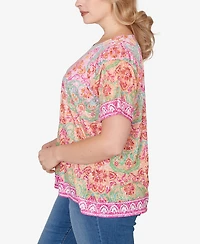 Ruby Rd. Plus Floral Damask Print Knit Top