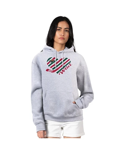 G-iii 4Her by Carl Banks Women's Heather Gray Minnesota Wild Heart Pullover Hoodie