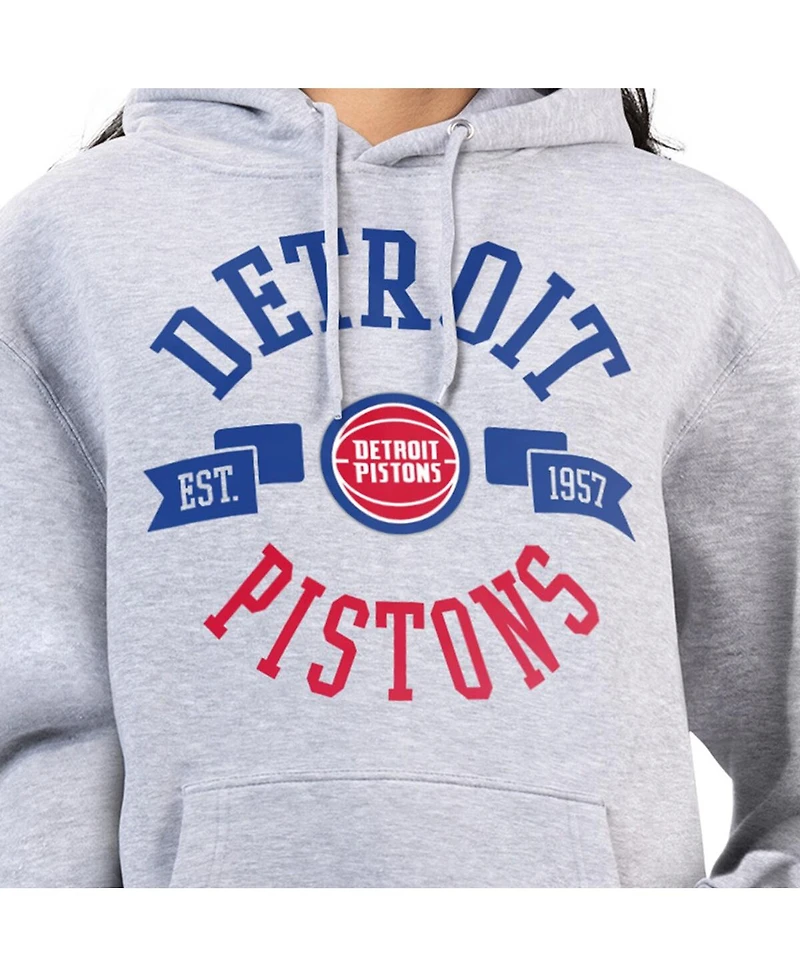 G-iii 4Her by Carl Banks Women's Heather Gray Detroit Pistons City Pullover Hoodie