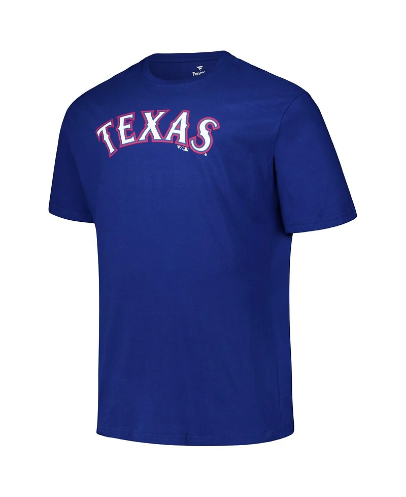 Fanatics Men's Evan Carter Royal Texas Rangers Big Tall Name Number T-Shirt