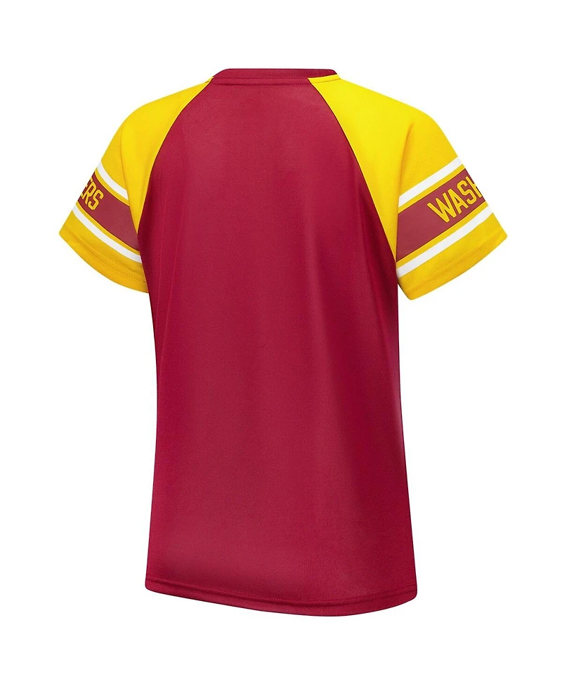 Starter Women's Burgundy Washington Commanders 1st Rounder Color Block Raglan Top