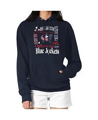 G-iii 4Her by Carl Banks Women's Navy Columbus Blue Jackets Collage Team Graphic Tri-Blend Fleece Pullover Hoodie
