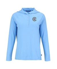 Cutter & Buck Women's Powder Blue Chicago Cubs City Connect Coastline Epic Comfort Hoodie Raglan Long Sleeve T-Shirt