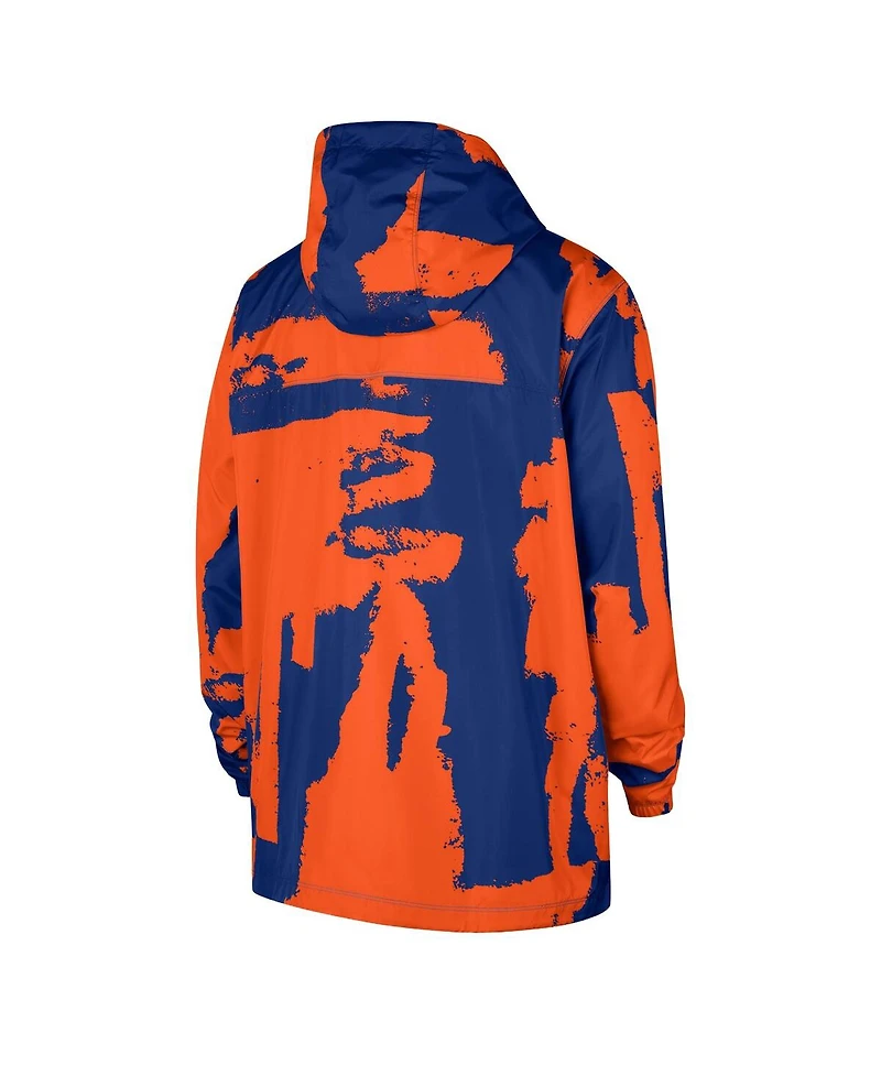 Nike Men's Blue/Orange New York Knicks Courtside Club Premium Woven Full-Zip Hooded Jacket