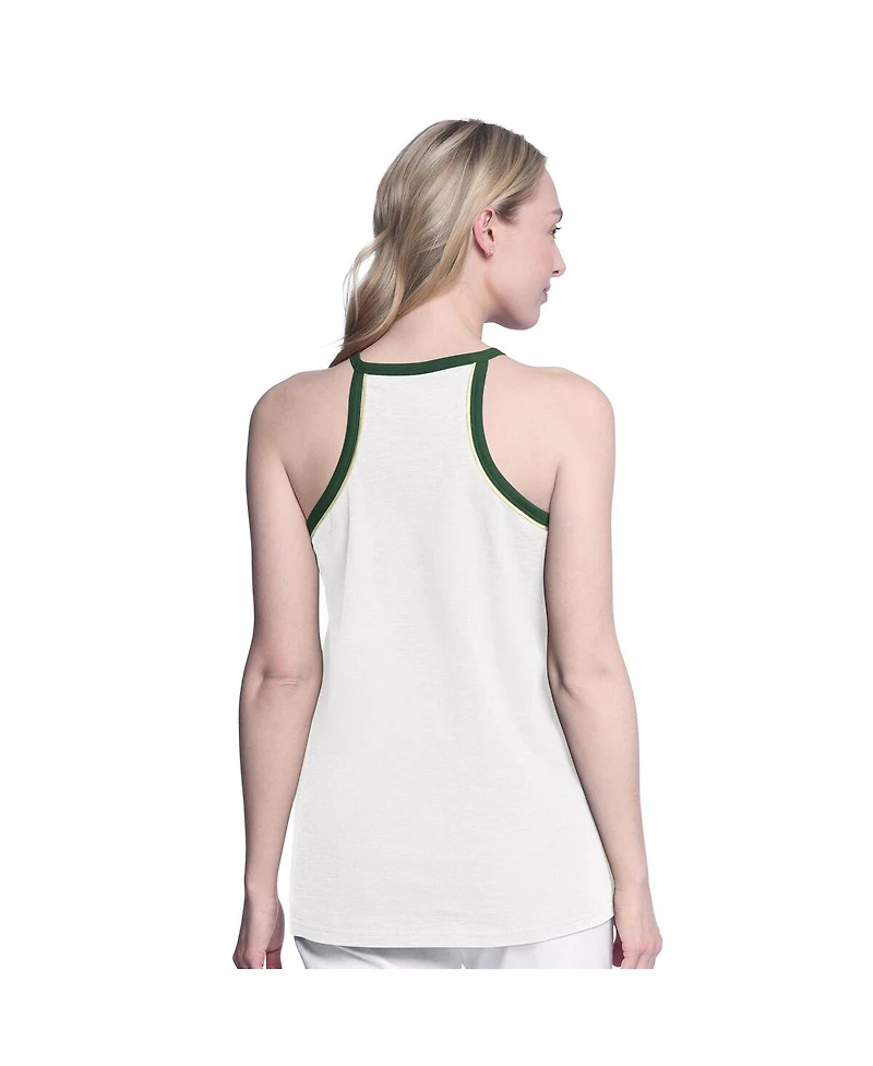 G-iii 4Her By Carl Banks Women's White Milwaukee Bucks Curveball Racerback Scoop Neck Slub Tank Top