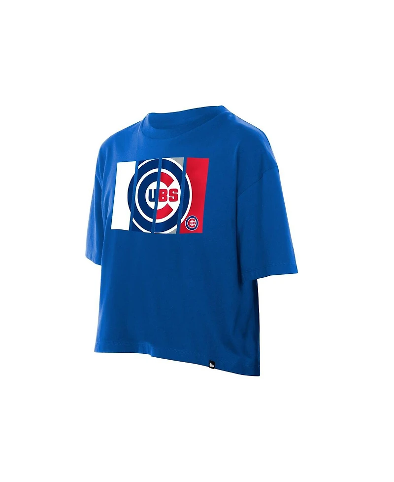 New Era Women's Royal Chicago Cubs Boxy Foil Logo T-Shirt