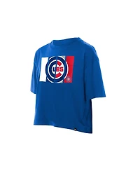 New Era Women's Royal Chicago Cubs Boxy Foil Logo T-Shirt