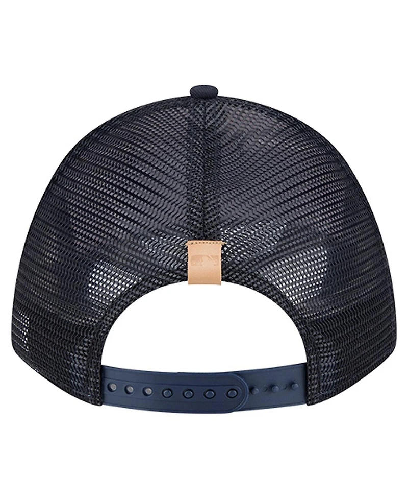 New Era Men's Stone/Navy Detroit Tigers Text A-Frame Trucker 9FORTY Hat