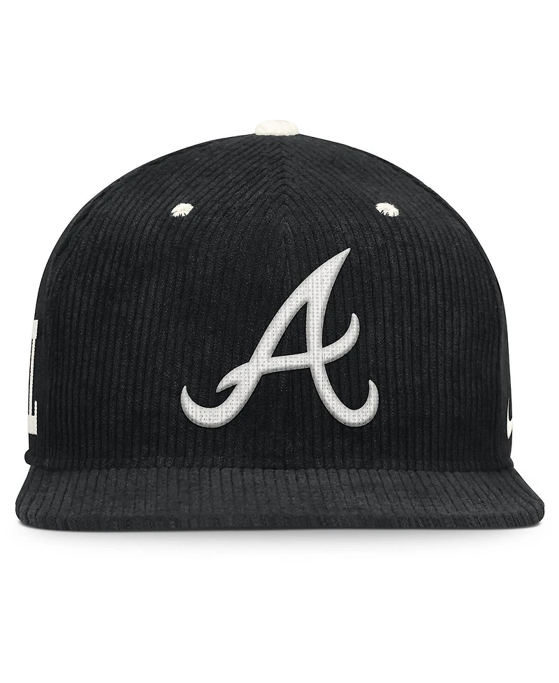 Nike Men's Black Atlanta Braves Pro Corduroy Structured Snapback Hat