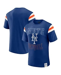 Darius Rucker Collection By Fanatics Men's Royal New York Mets Distressed Sleeve Stripe T-Shirt