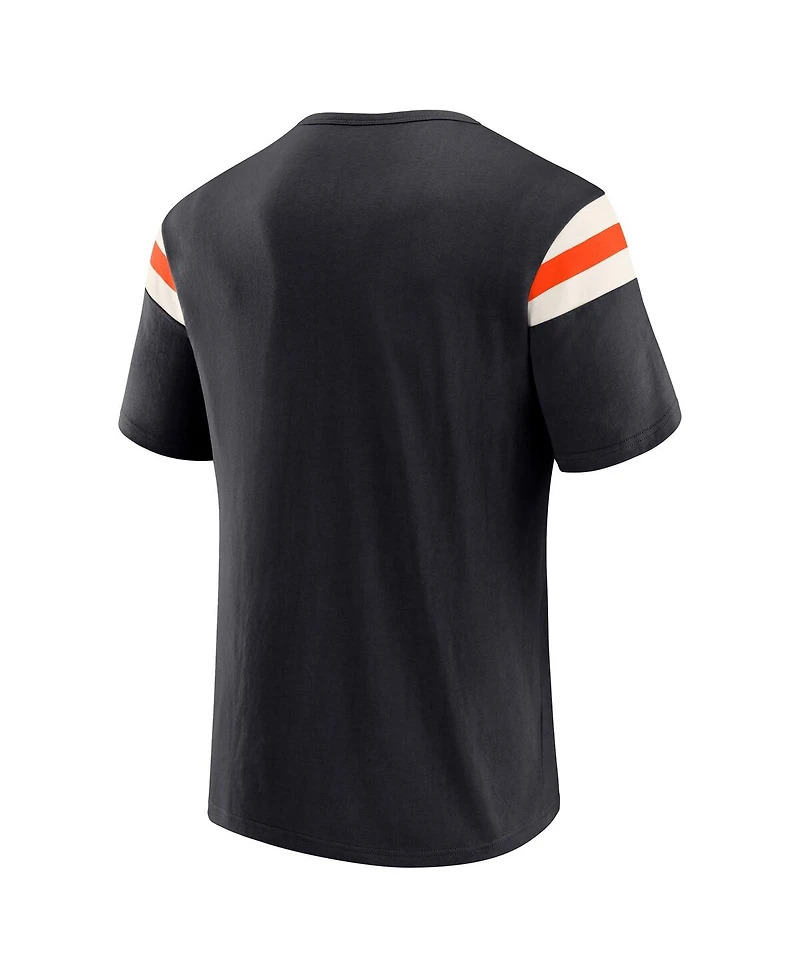 Darius Rucker Collection By Fanatics Men's Black San Francisco Giants Distressed Sleeve Stripe T-Shirt
