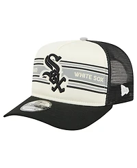New Era Men's Cream/Black Chicago White Sox Banner A-Frame 9FIFTY Trucker Snapback Hat
