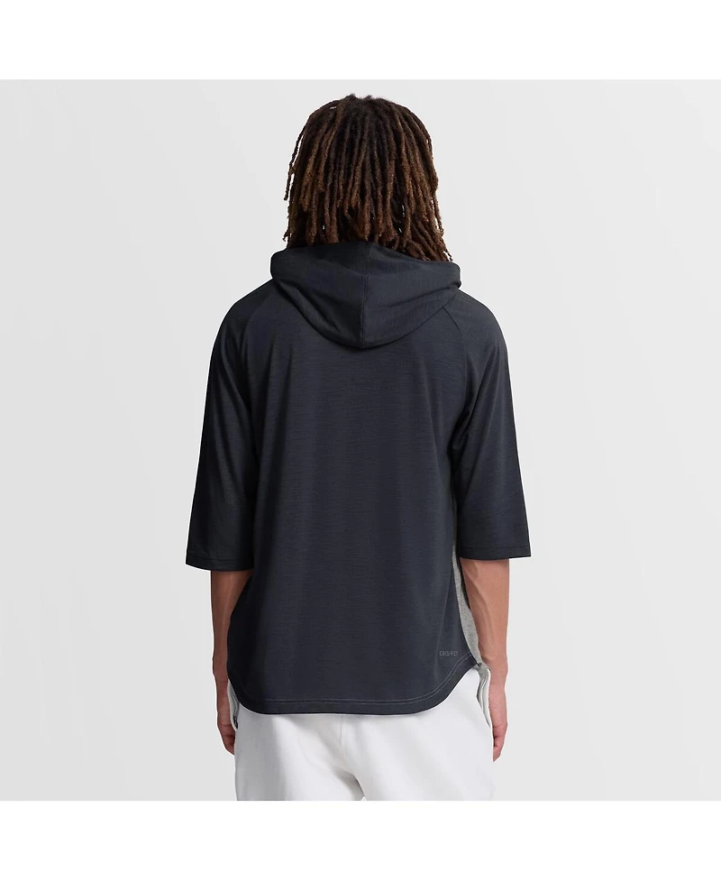 Nike Men's Navy Cleveland Guardians Authentic Collection Flux Dri-fit Raglan 3/4-Sleeve Hooded T-Shirt