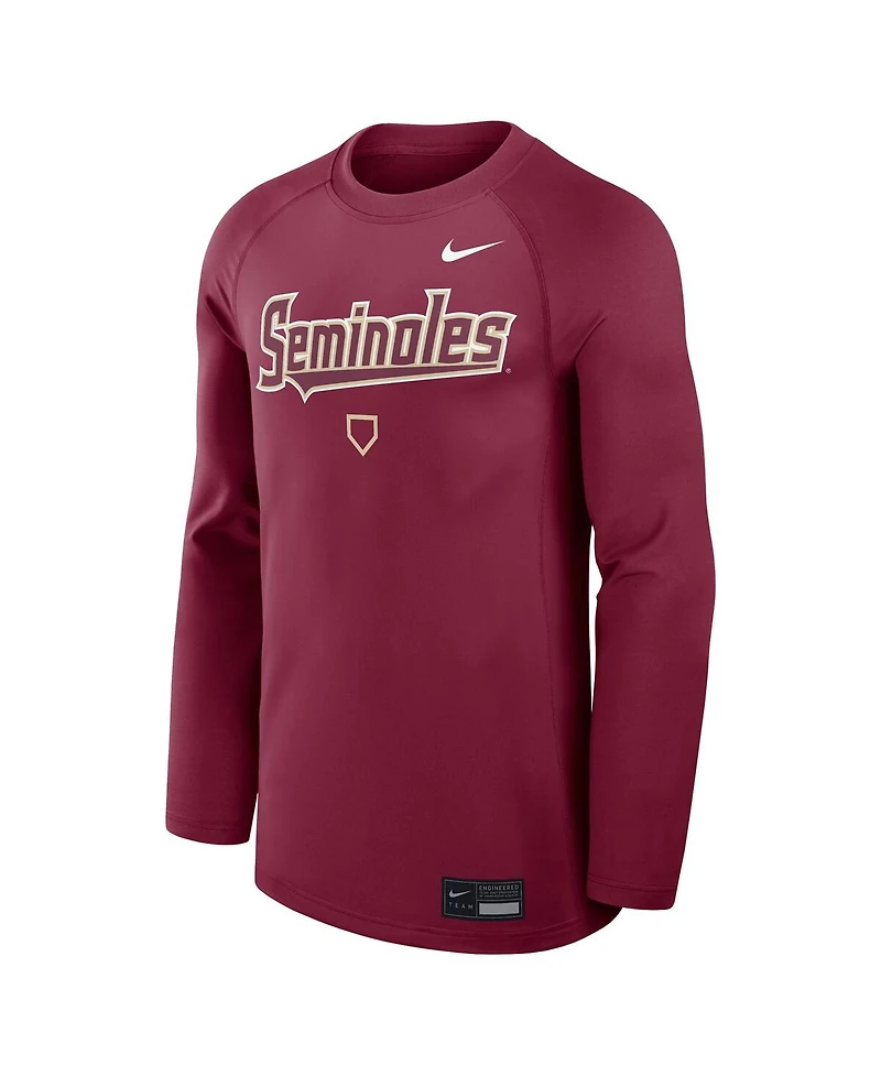 Nike Men's Garnet Florida State Seminoles Dugout Game Time Raglan Dri-fit Long Sleeve T-Shirt