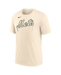 Nike Men's Natural New York Mets Wordmark Tri-Blend T-Shirt