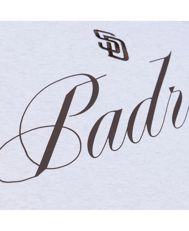 Mitchell & Ness Women's Heather Gray San Diego Padres Script Cropped Boxy T-Shirt