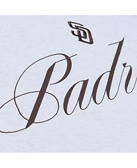 Mitchell & Ness Women's Heather Gray San Diego Padres Script Cropped Boxy T-Shirt