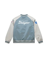 Mitchell Ness Men's Gray Los Angeles Dodgers Thunderstorm Head Coach Lightweight Satin Full-Snap Jacket