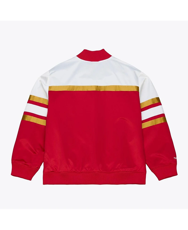 Mitchell & Ness Men's Scarlet San Francisco 49ers Head Coach Lightweight Full-Snap Satin Jacket