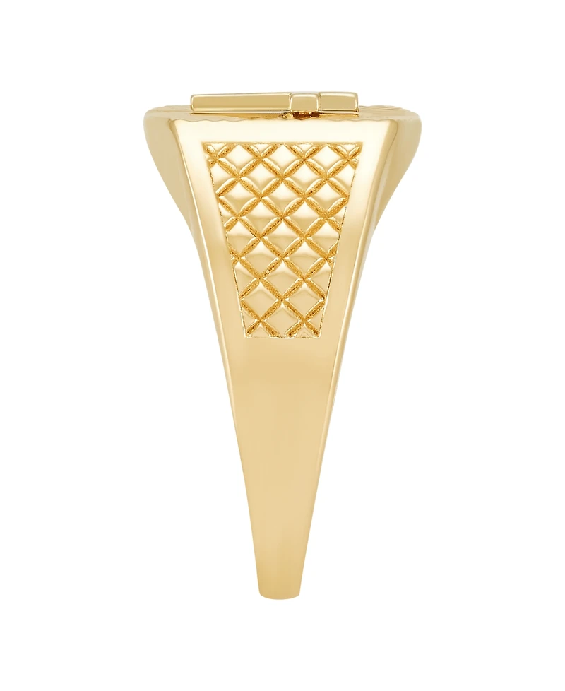 Macy's Cross Band Ring in 14k Yellow Gold Plated Sterling Silver