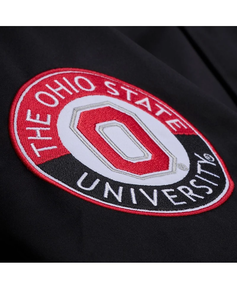 Mitchell Ness Men's Black Ohio State Buckeyes Double Clutch Lightweight Satin Full-Snap Jacket