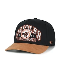 '47 Brand Men's Black/Brown Baltimore Orioles Cooperstown Break Wood Suede Hitch Adjustable Hat