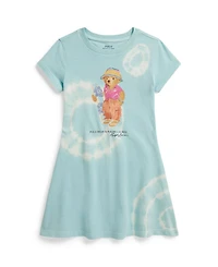 Polo Ralph Lauren Girls' 2T-6X Tie-Dye Bear Cotton Jersey Dress